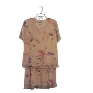 dressbarn Woman Size 18 Floral Two-Piece‎ Dress Set 100% Polyester
